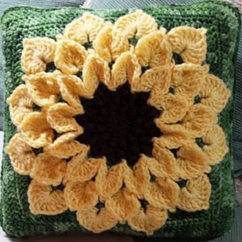 Sunflower pillow cases, crochet handmade